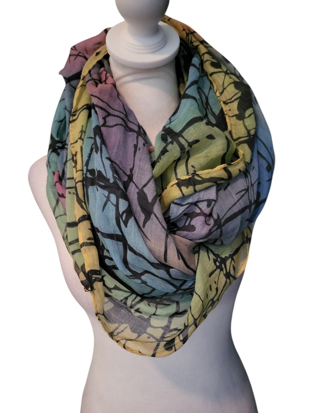 Vanity Lightweight Pastel Abstract Infinity Scarf